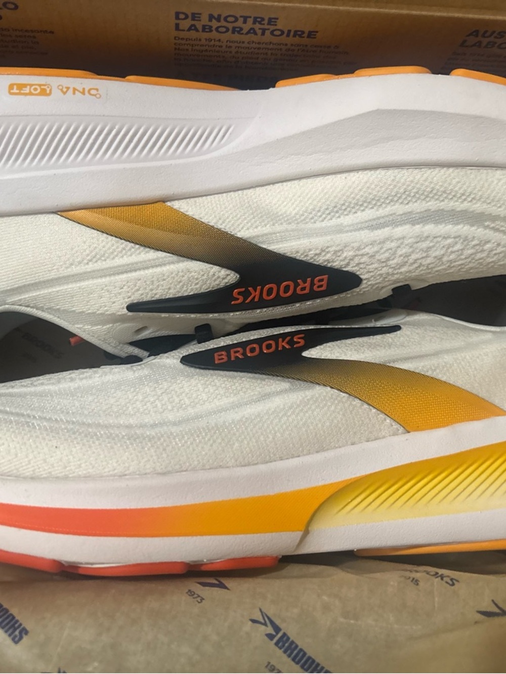 Brooks Men's White and Orange Gradient Running Shoes